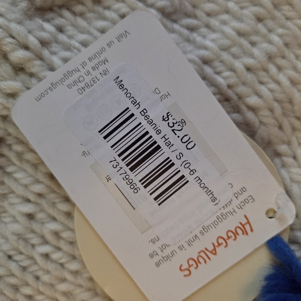 HUGGALUGS NWT Menorah Beanie Hat 0-6 Months - Picture 4 of 4